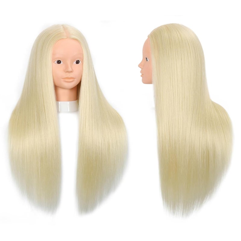 Opini Mannequin Head with 80% Real Human Hair Cosmetology Hairdresser Mannequin Doll Head for Practice Hair and Makeup (#613 Blond No makeup) - Image 5